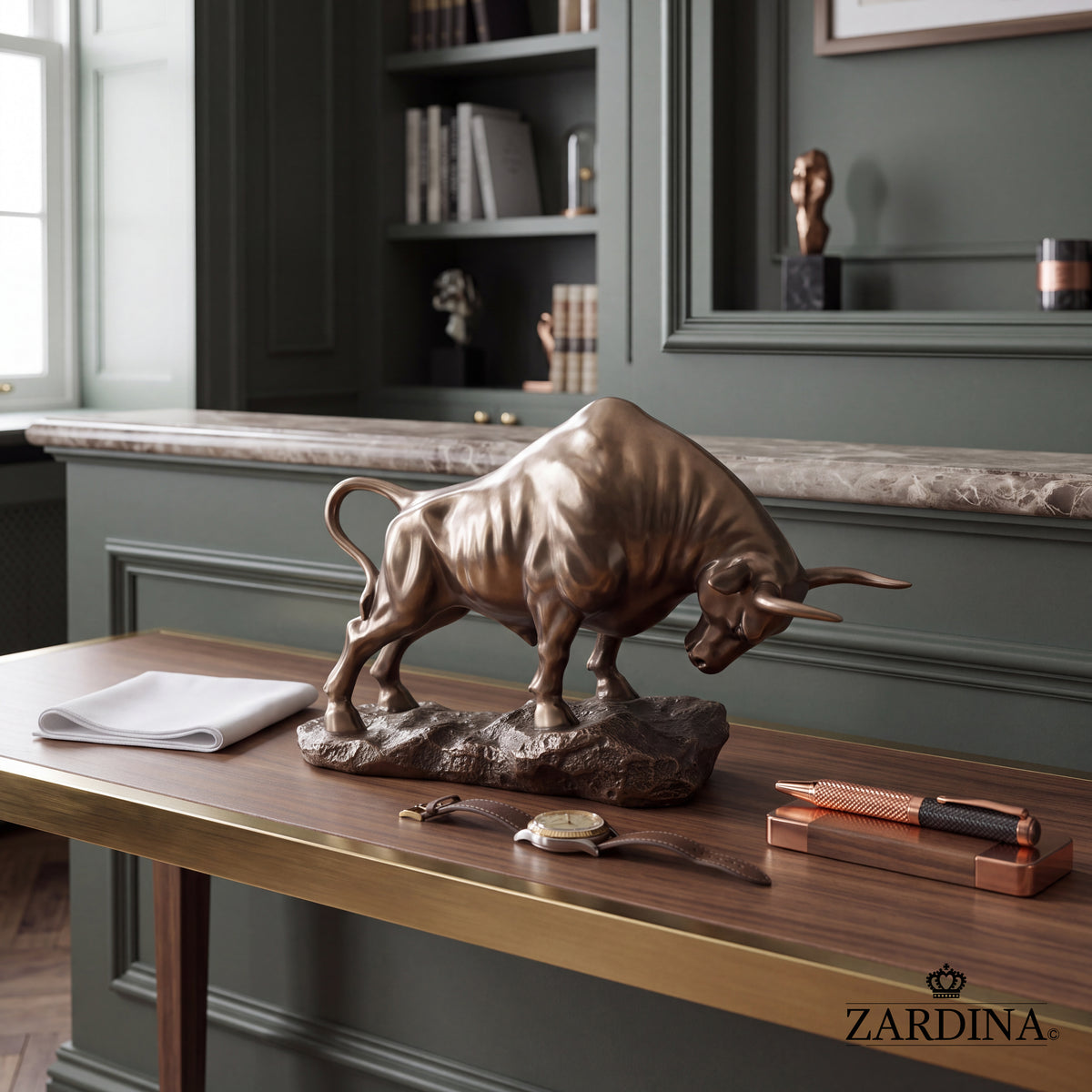 "Taurus" - Charging Bull Powerful Animalier Art Bronze Finish Sculpture