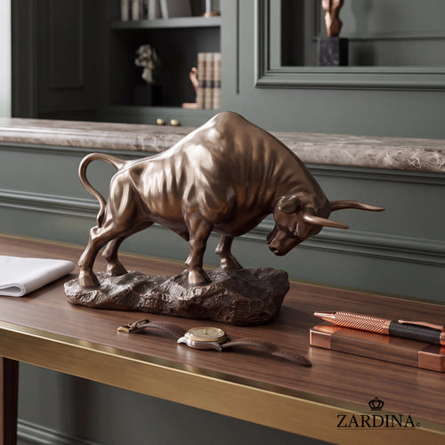 "Taurus" - Charging Bull Powerful Animalier Art Bronze Finish Sculpture
