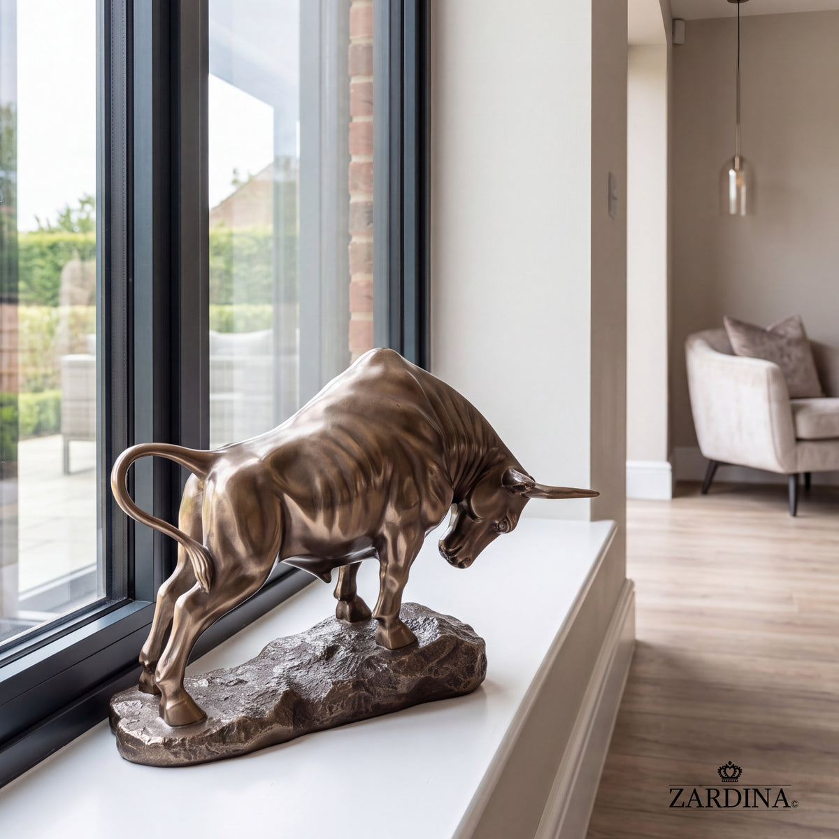 "Taurus" - Charging Bull Powerful Animalier Art Bronze Finish Sculpture