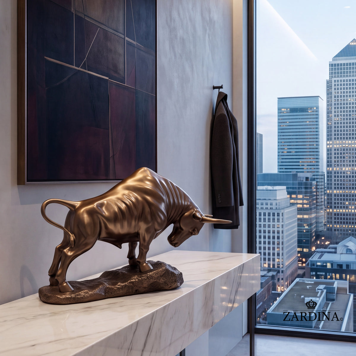 "Taurus" - Charging Bull Powerful Animalier Art Bronze Finish Sculpture