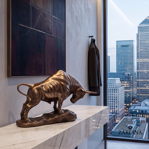 "Taurus" - Charging Bull Powerful Animalier Art Bronze Finish Sculpture
