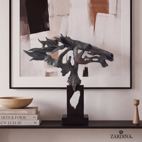 "The Flying Shadow" - Modern Abstract Horse Head Bust Sculpture