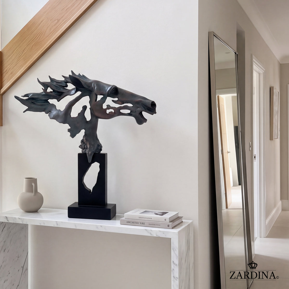 "The Flying Shadow" - Modern Abstract Horse Head Bust Sculpture