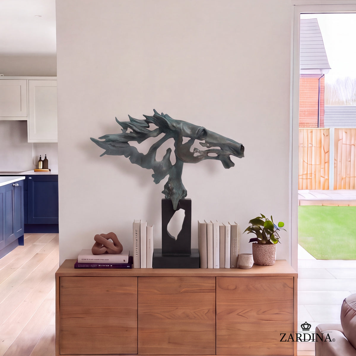 "The Flying Shadow" - Modern Abstract Horse Head Bust Sculpture