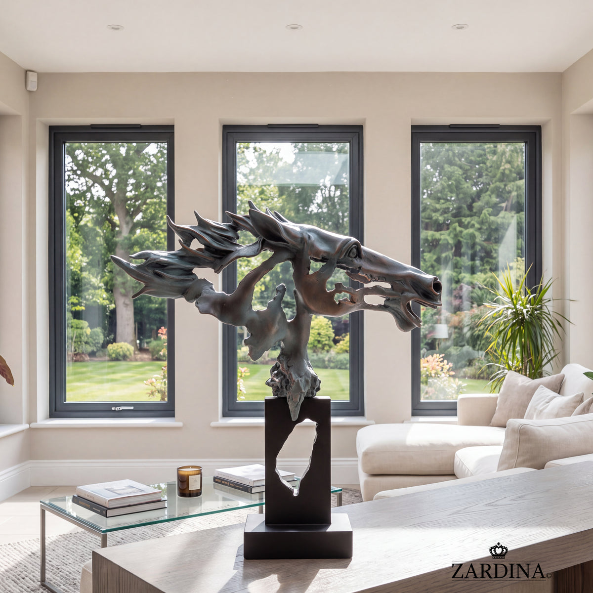 "The Flying Shadow" - Modern Abstract Horse Head Bust Sculpture