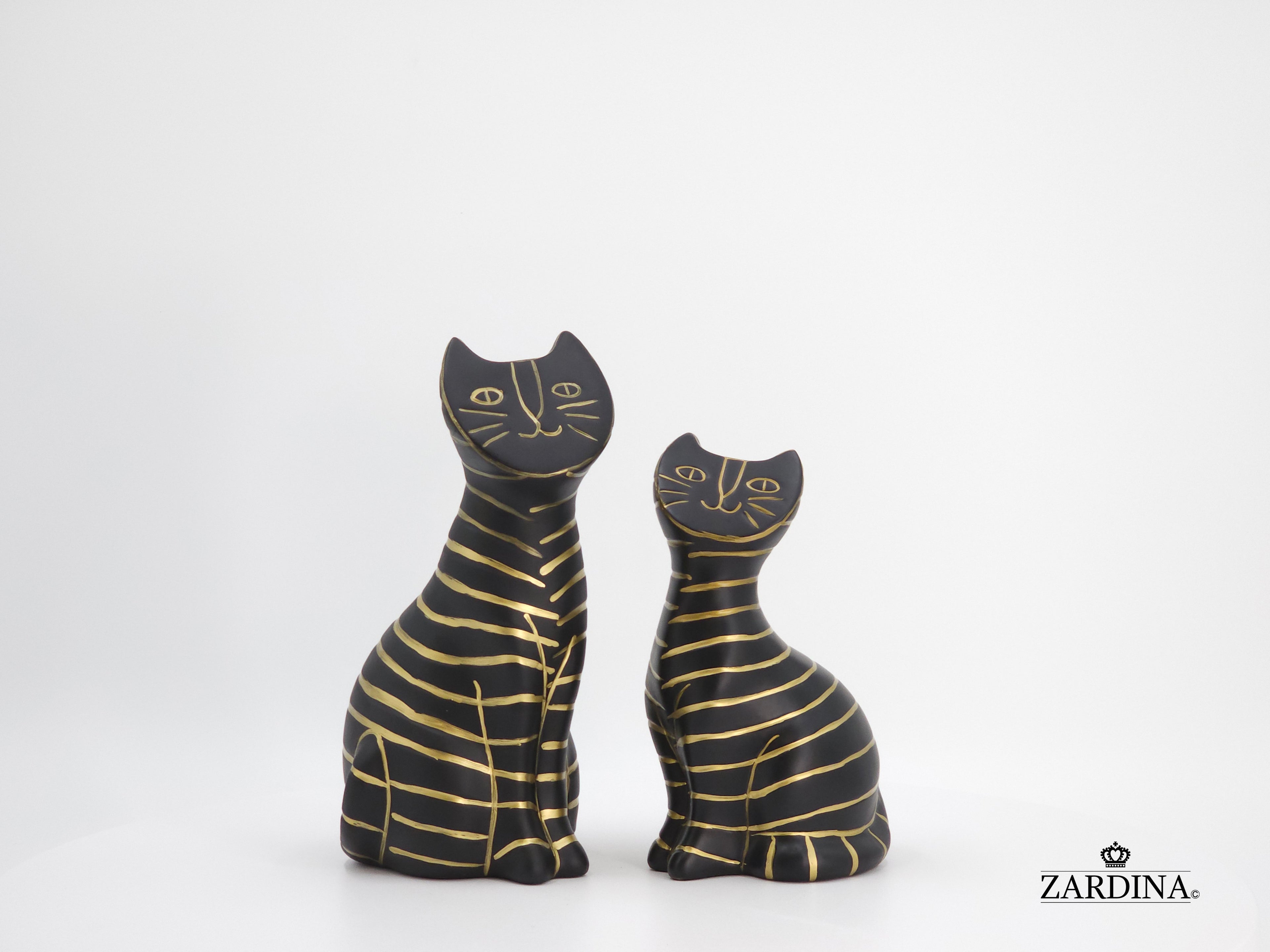 Black Smiley Kittens Hand Painted Art Deco Cat Sculpture Ornament Statue