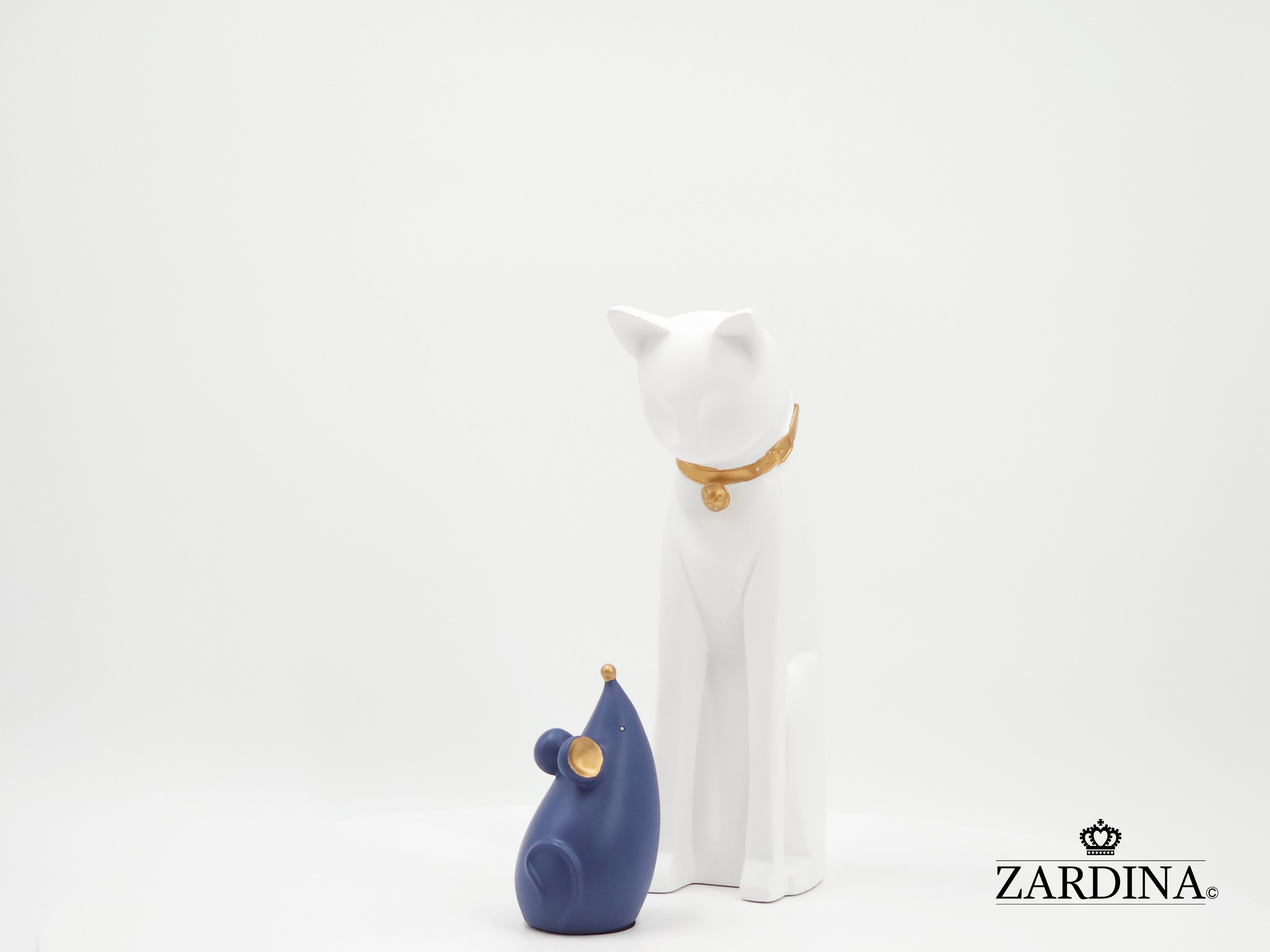 When The White Cat Meet The Blue Mouse Ornament Sculpture Home Décor Statue