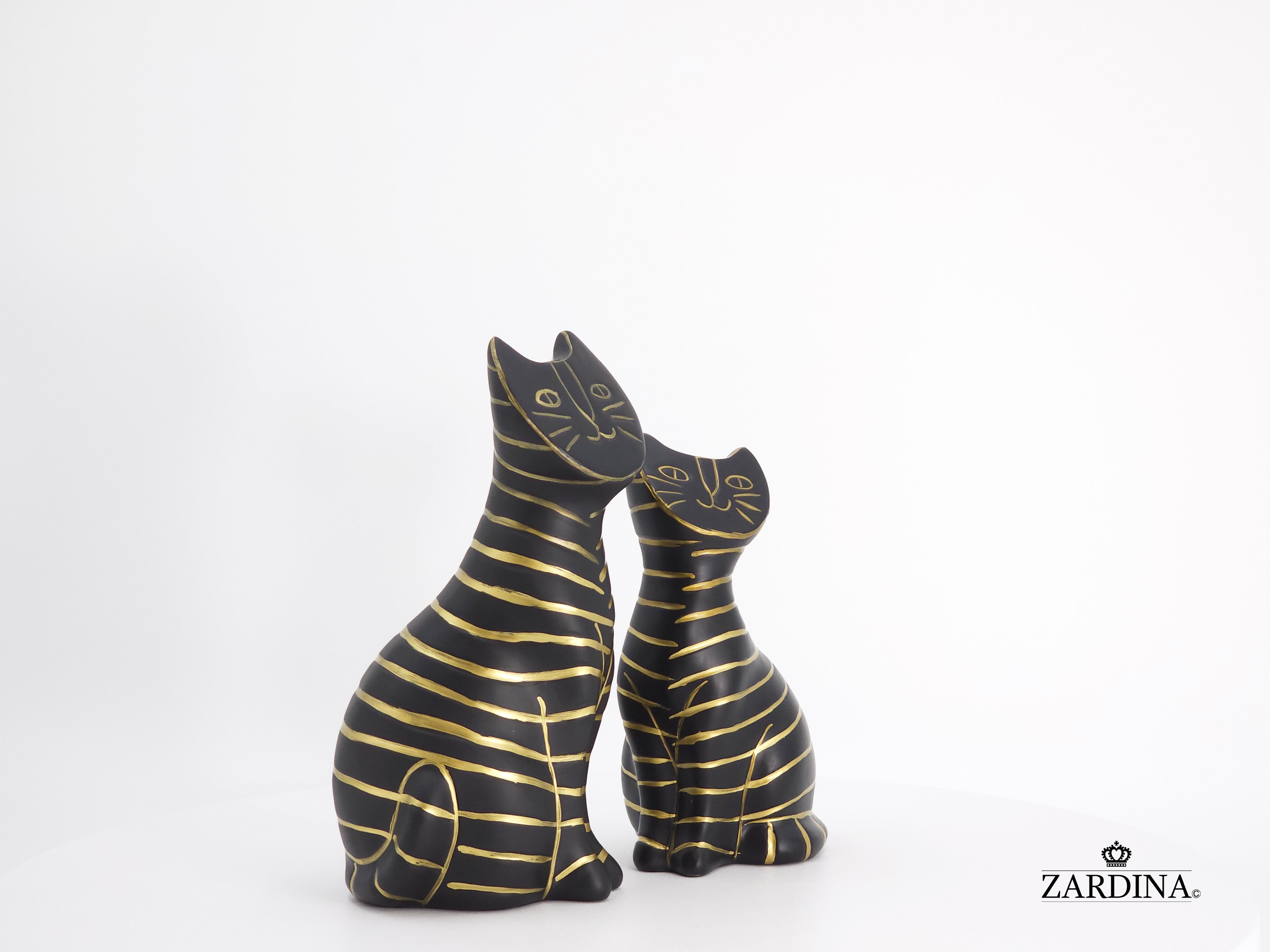 Black Smiley Kittens Hand Painted Art Deco Cat Sculpture Ornament Statue