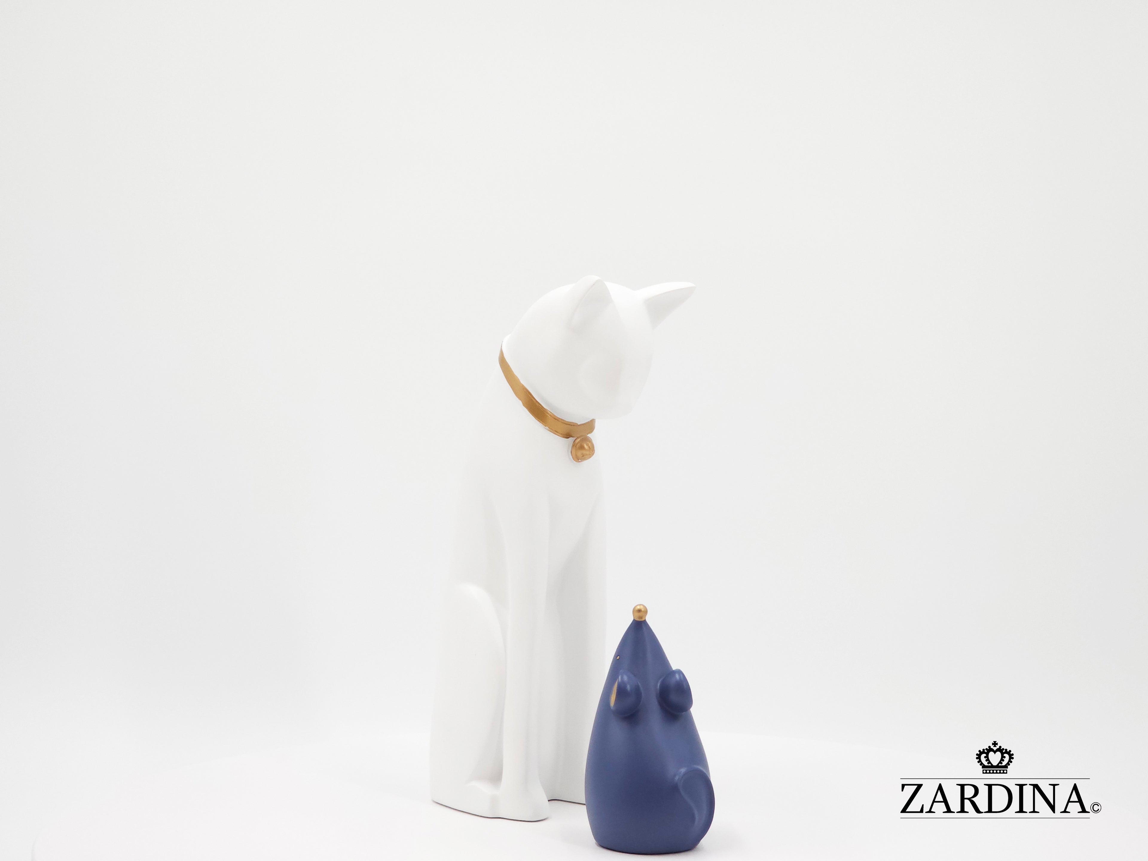 When The White Cat Meet The Blue Mouse Ornament Sculpture Home Décor Statue
