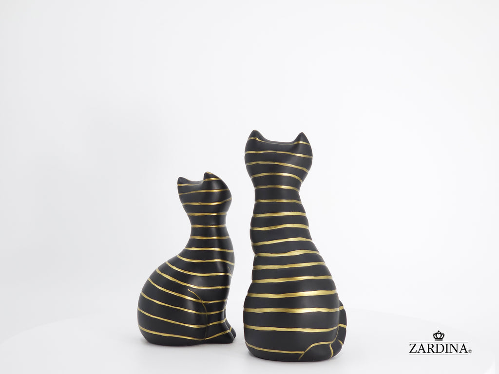 Black Smiley Kittens Hand Painted Art Deco Cat Sculpture Ornament Statue