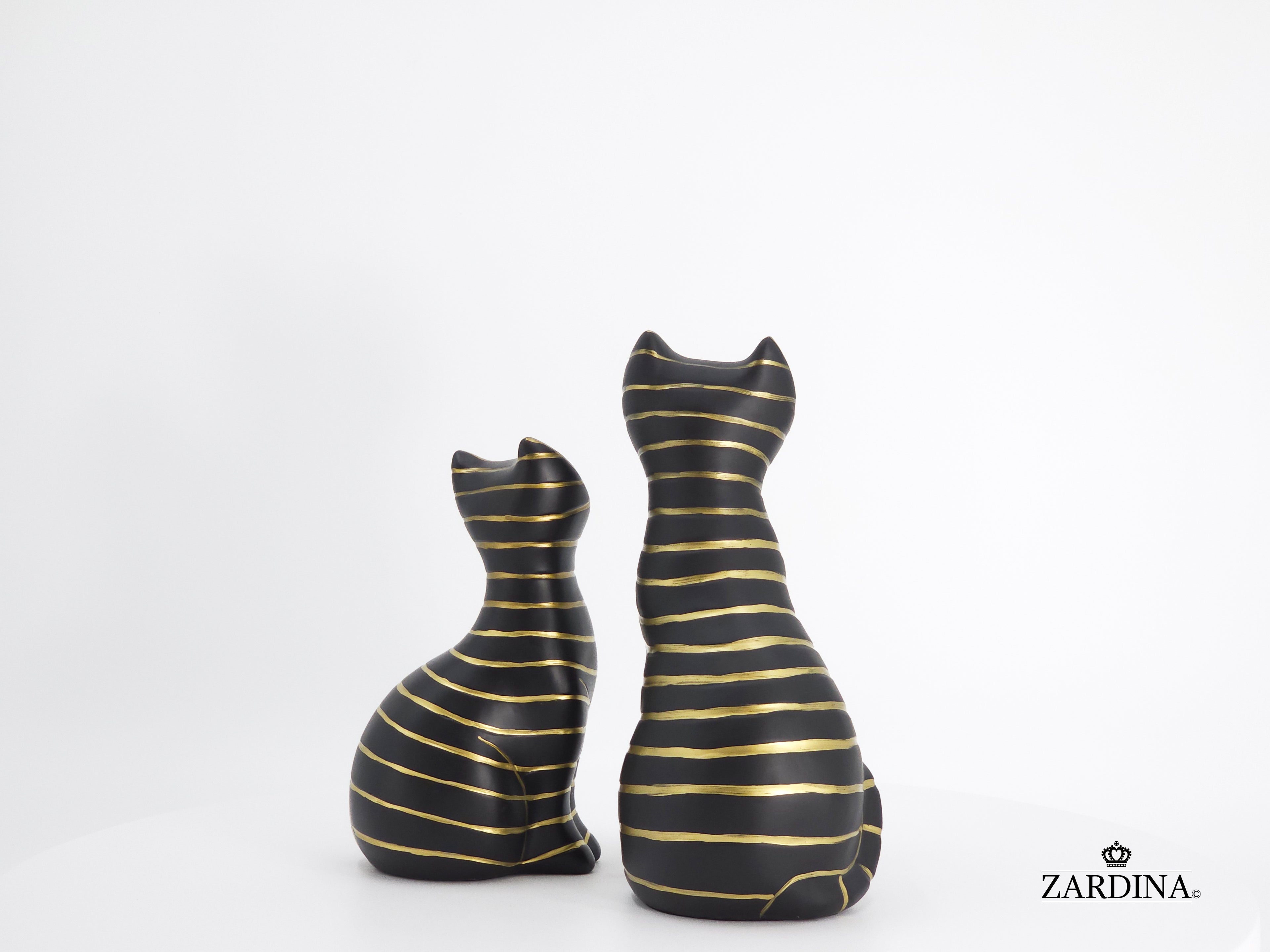 Black Smiley Kittens Hand Painted Art Deco Cat Sculpture Ornament Statue