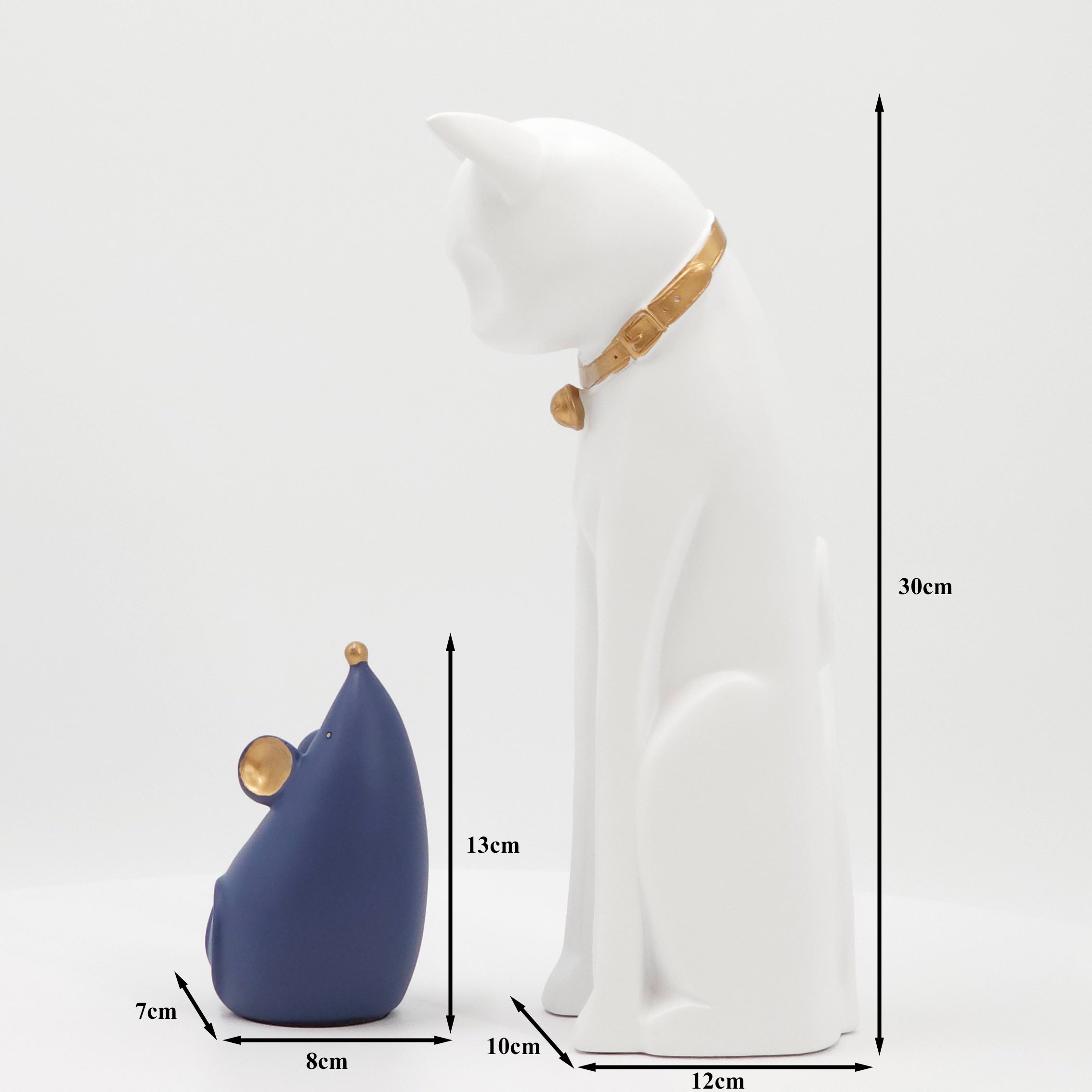 When The White Cat Meet The Blue Mouse Ornament Sculpture Home Décor Statue