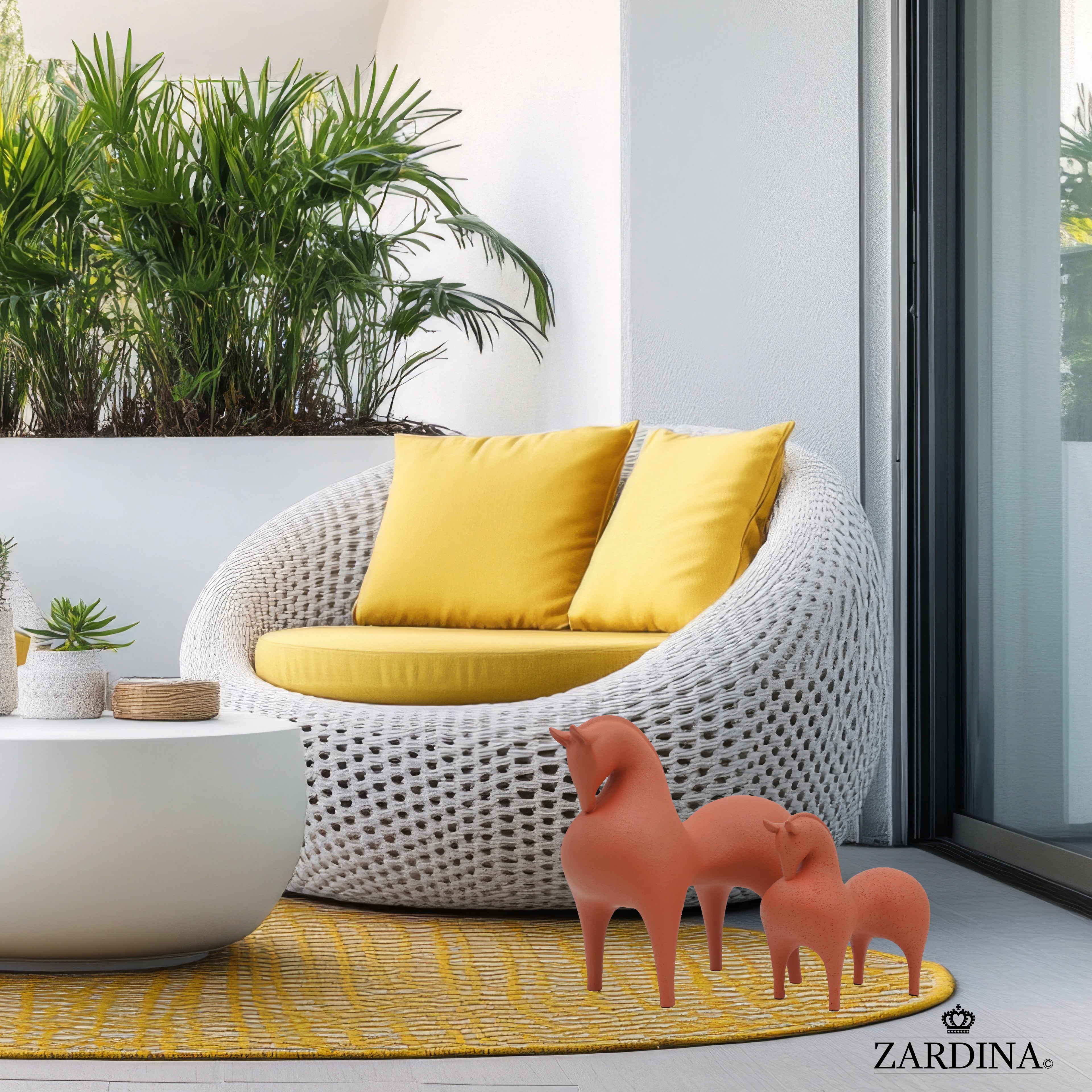 Terracotta Horse (Clay Orange) Art Sculpture Ornament statue Interior Décor