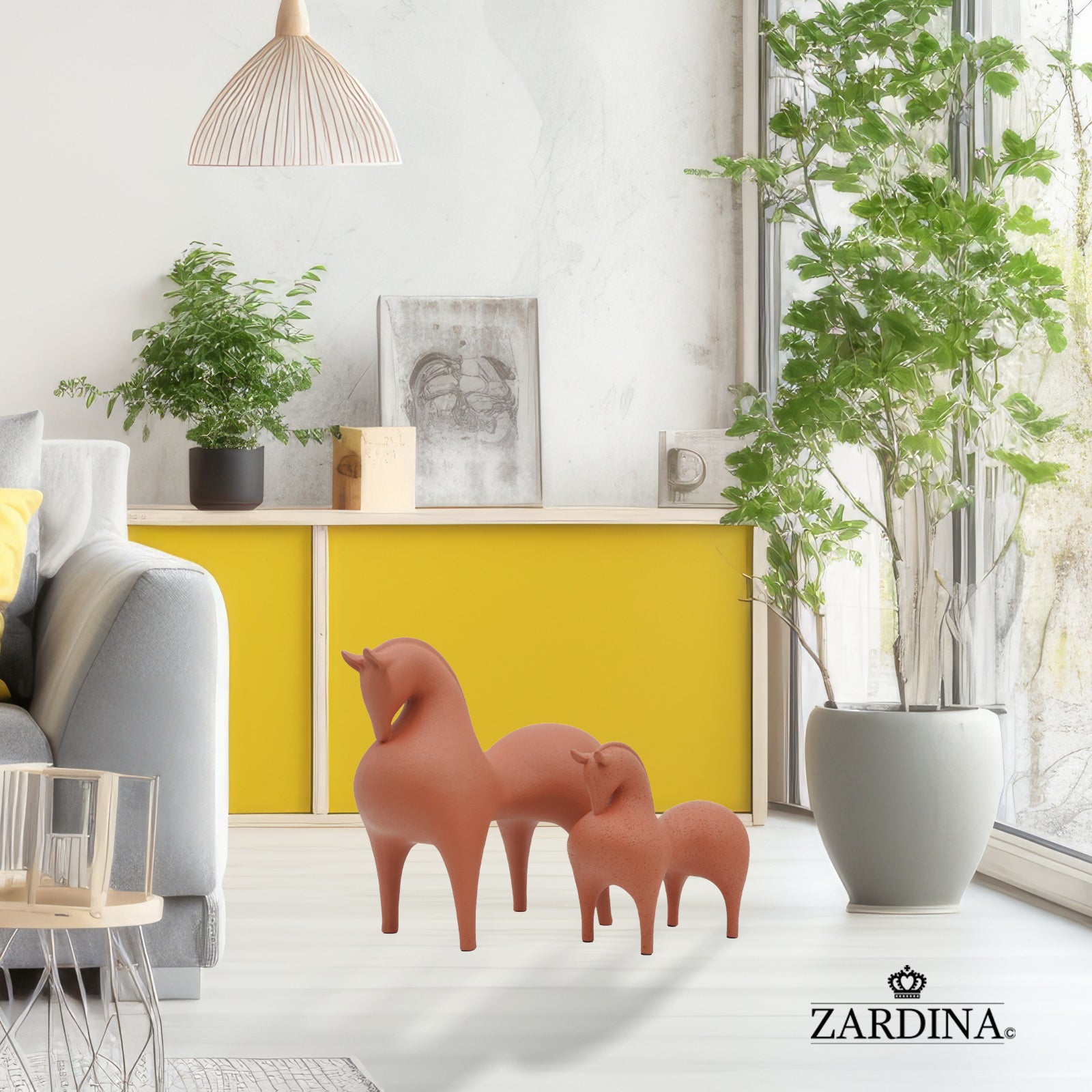Terracotta Horse (Clay Orange) Art Sculpture Ornament statue Interior Décor