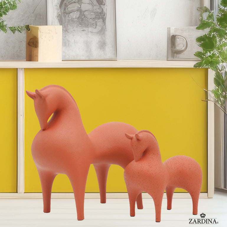 Terracotta Horse (Clay Orange) Art Sculpture Ornament statue Interior Décor