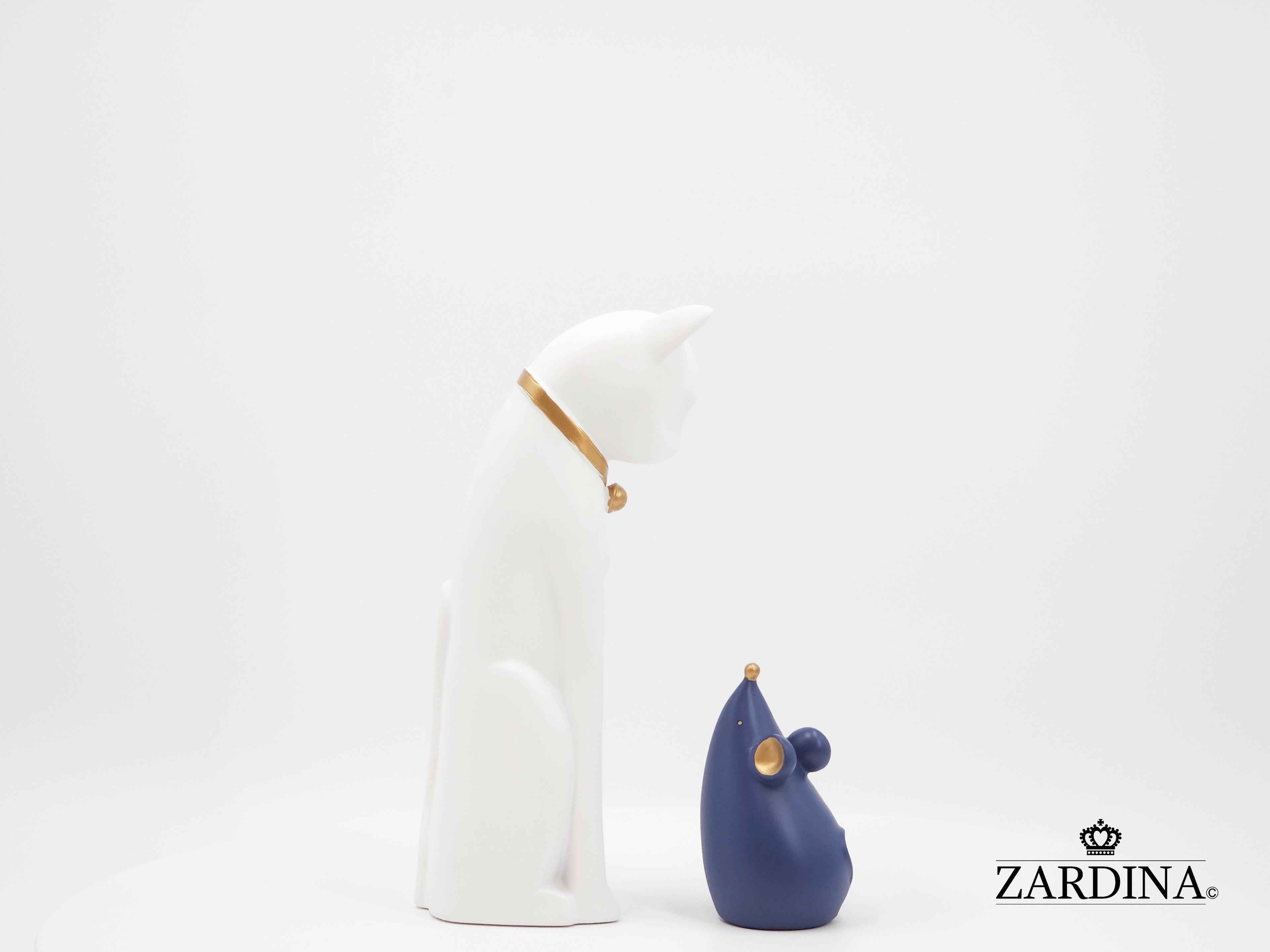 When The White Cat Meet The Blue Mouse Ornament Sculpture Home Décor Statue