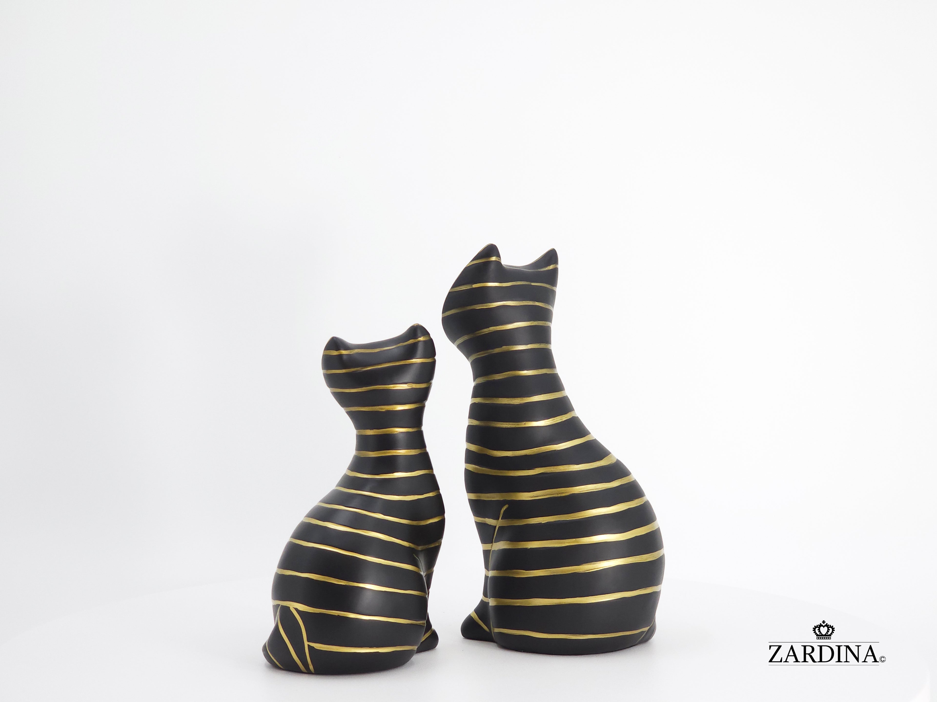 Black Smiley Kittens Hand Painted Art Deco Cat Sculpture Ornament Statue