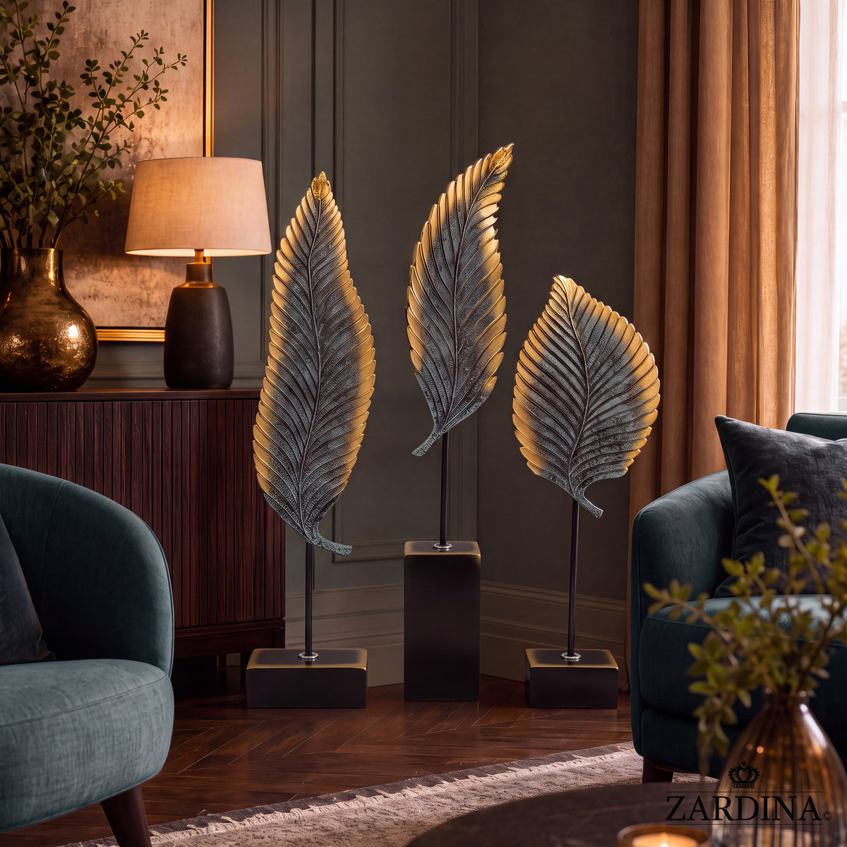 Egyptian Majesty Teal & Gold Palms Set
