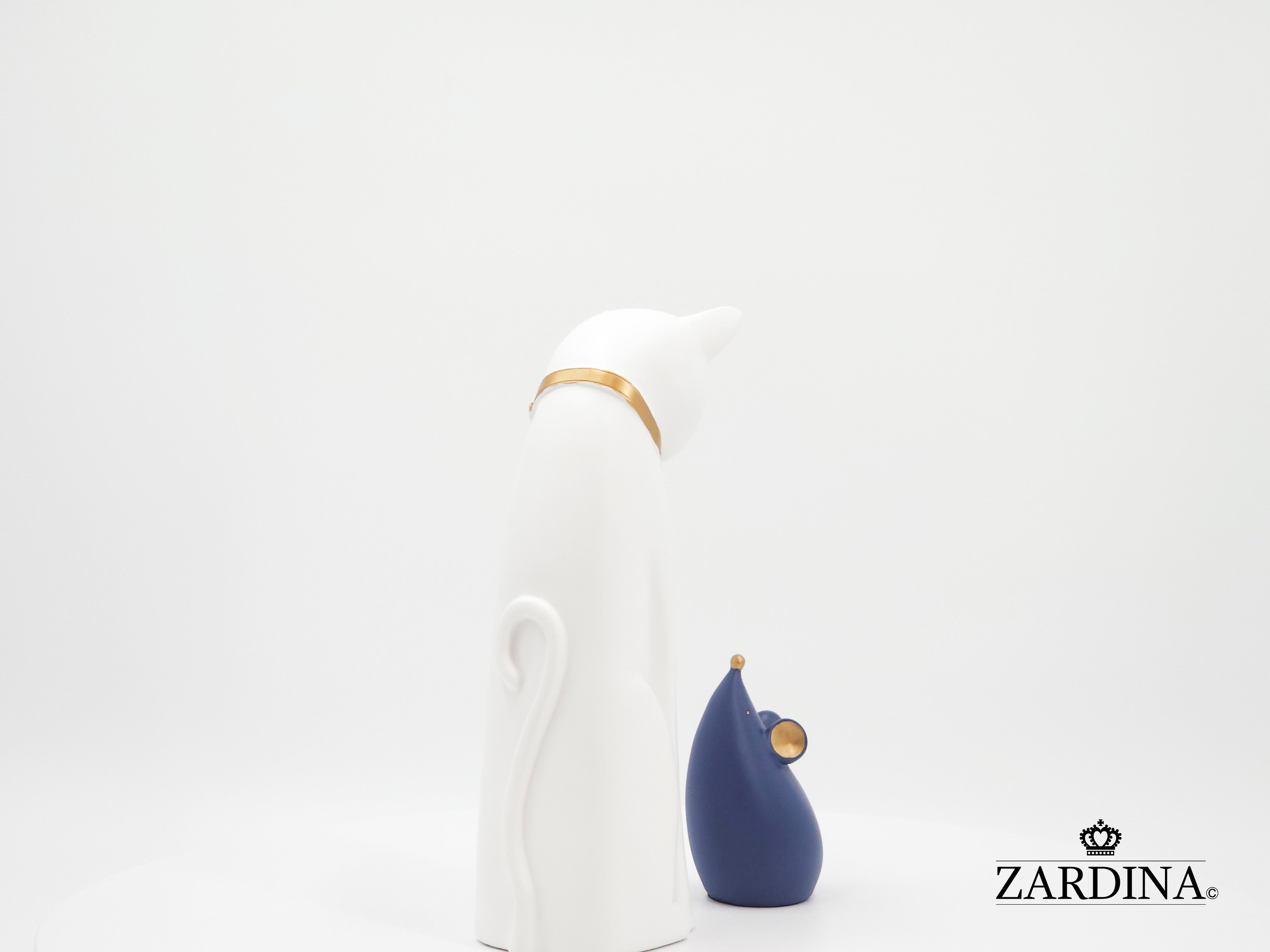 When The White Cat Meet The Blue Mouse Ornament Sculpture Home Décor Statue