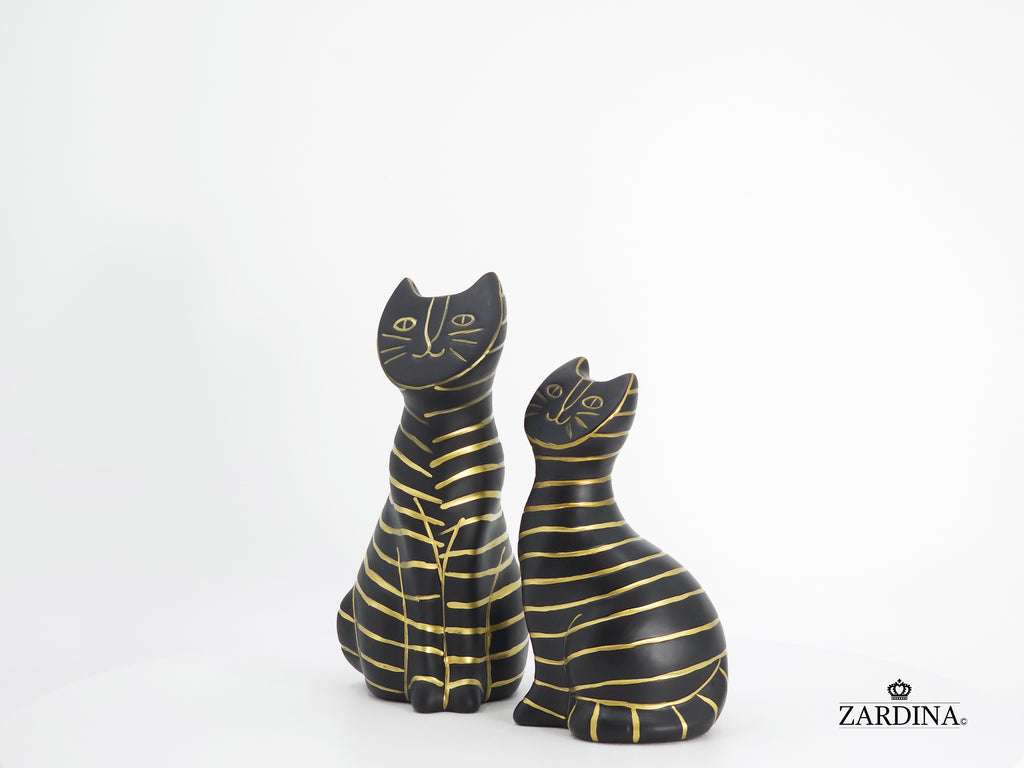 Black Smiley Kittens Hand Painted Art Deco Cat Sculpture Ornament Statue