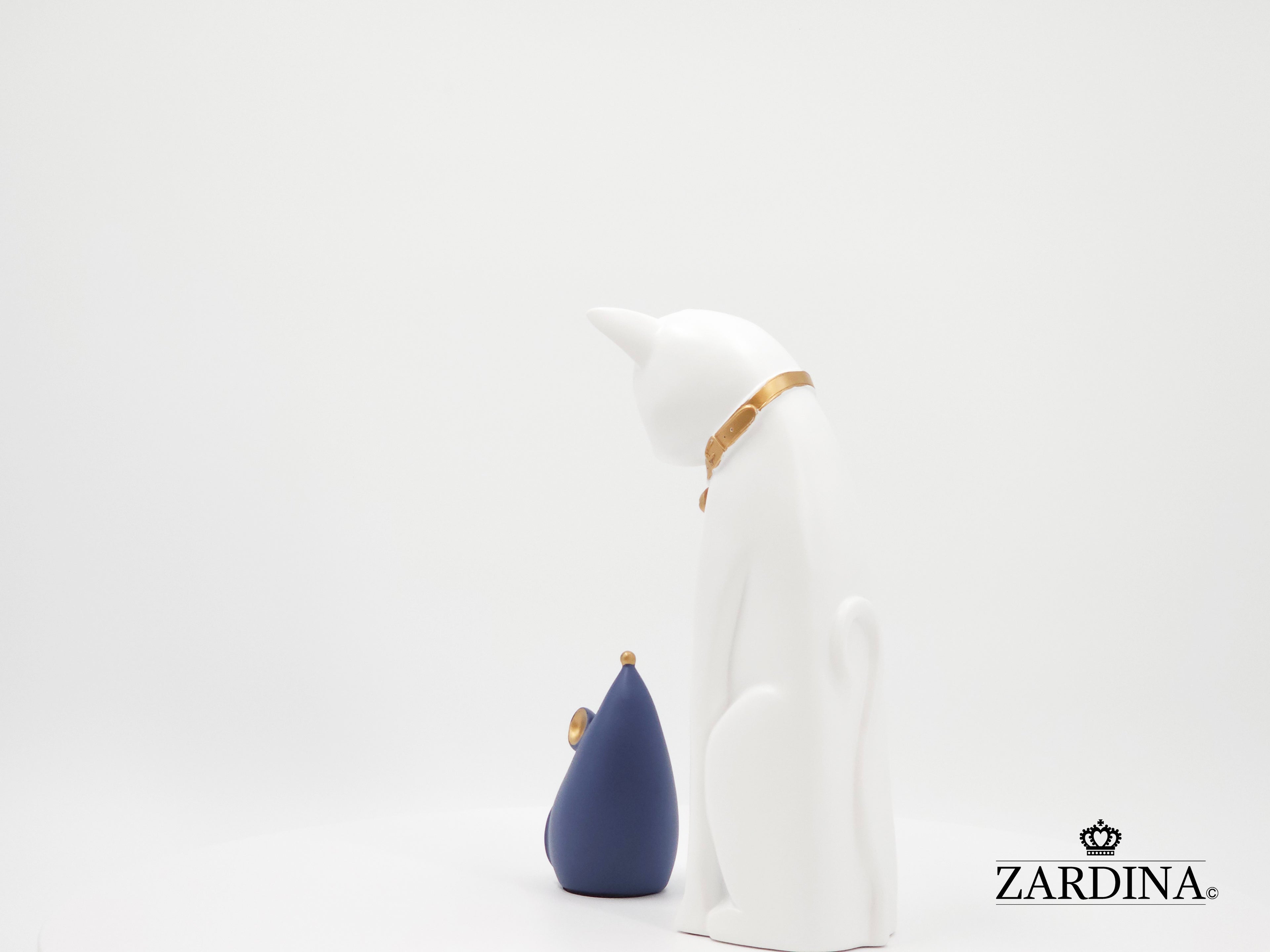 When The White Cat Meet The Blue Mouse Ornament Sculpture Home Décor Statue