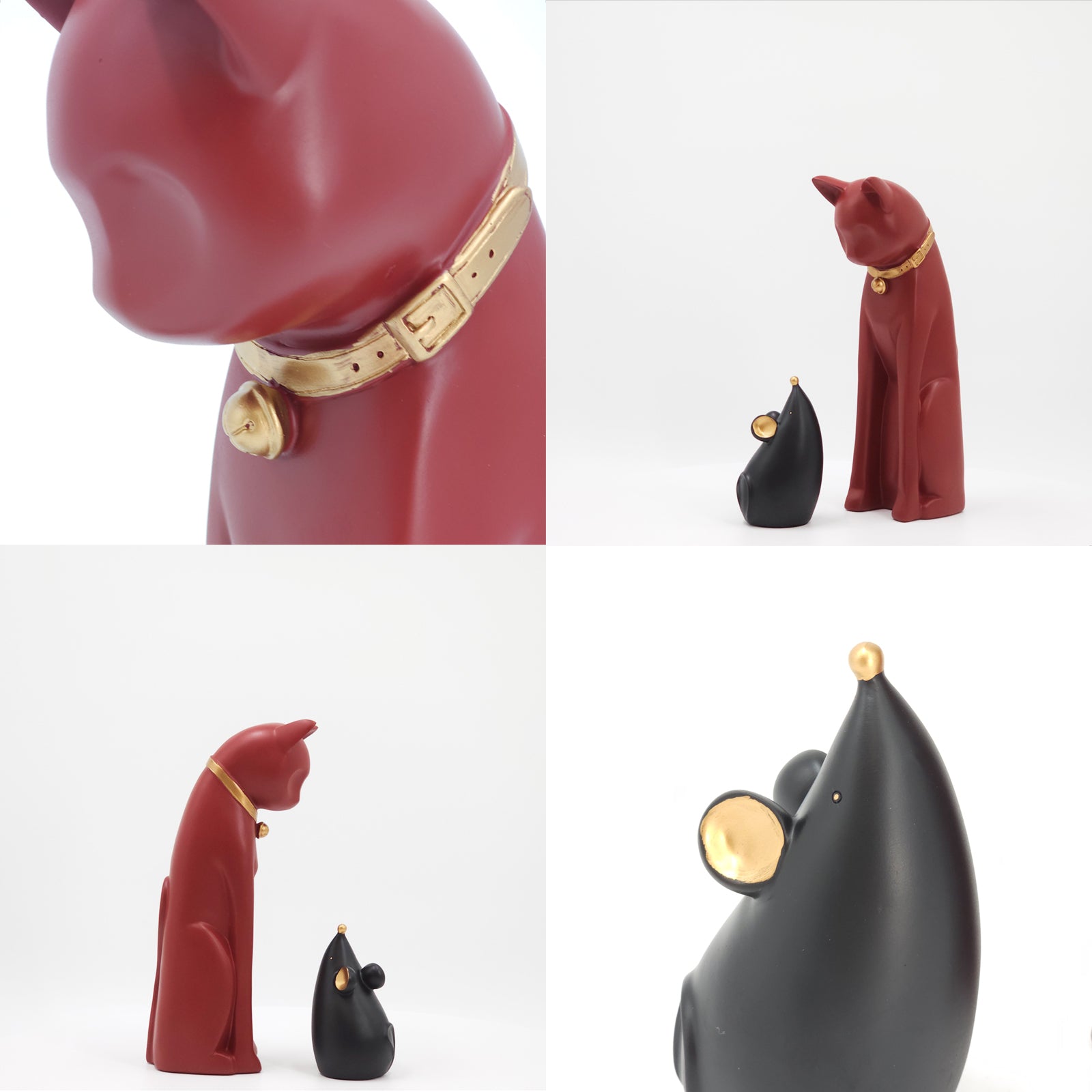 When The Red Cat Meet The Black Mouse Ornament Sculpture Home Décor Statue