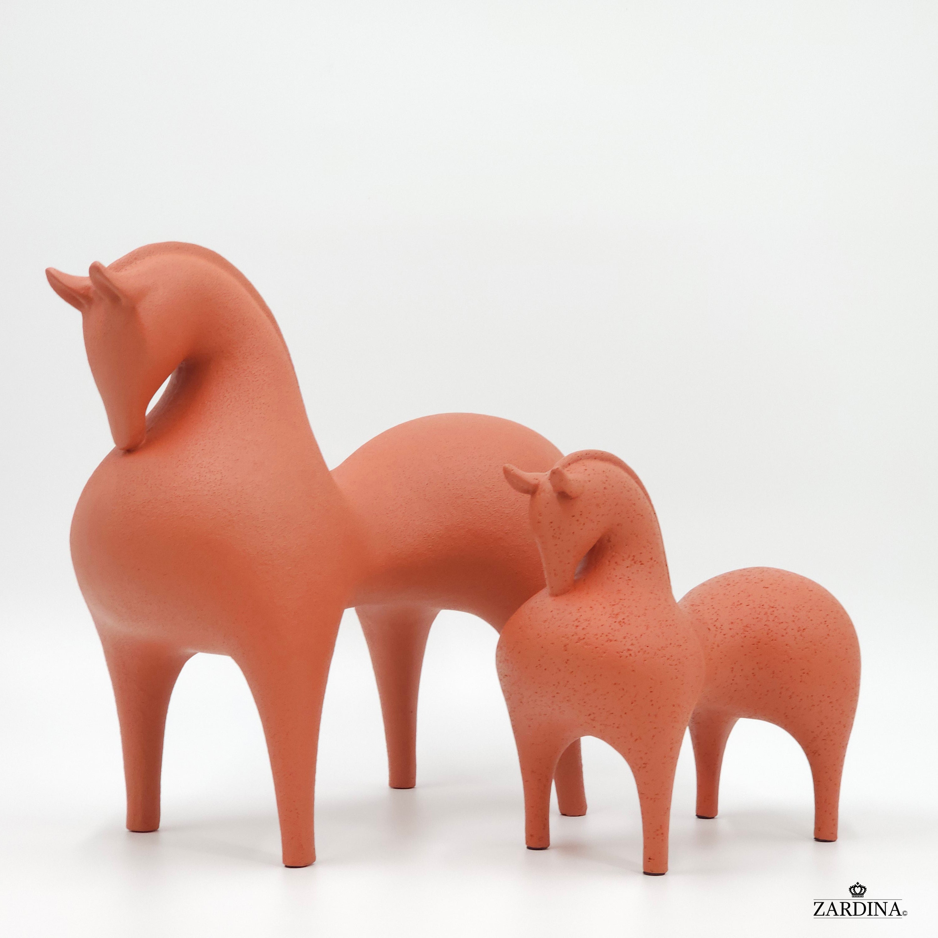 Terracotta Horse (Clay Orange) Art Sculpture Ornament statue Interior Décor