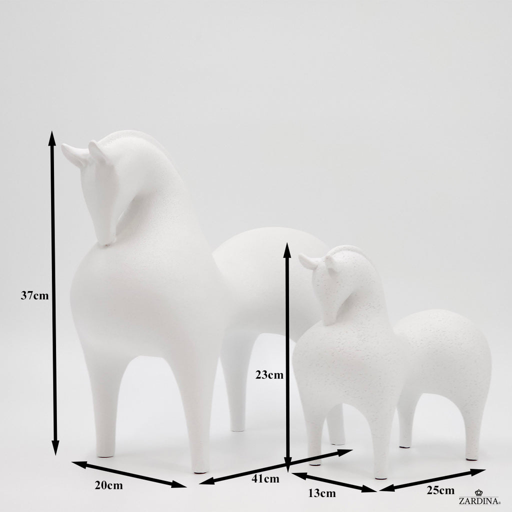 Terracotta Horse (Clay White) Art Sculpture Ornament statue Interior Décor