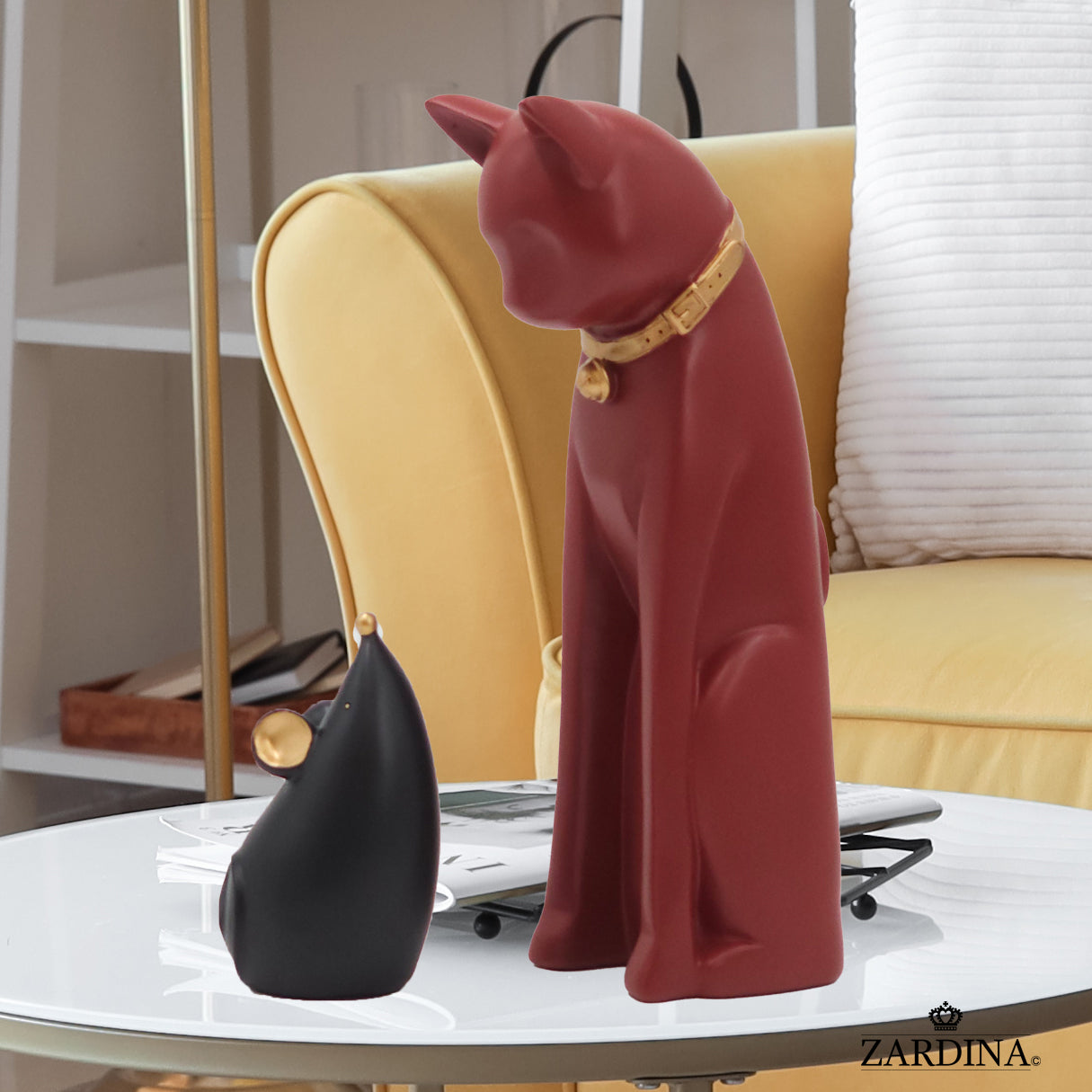 When The Red Cat Meet The Black Mouse Ornament Sculpture Home Décor Statue