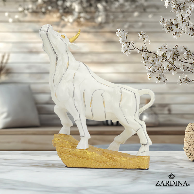 White Bull of Fortune Art Sculpture Ornament statue Interior Décor