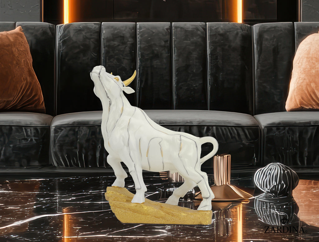 White Bull of Fortune Art Sculpture Ornament statue Interior Décor
