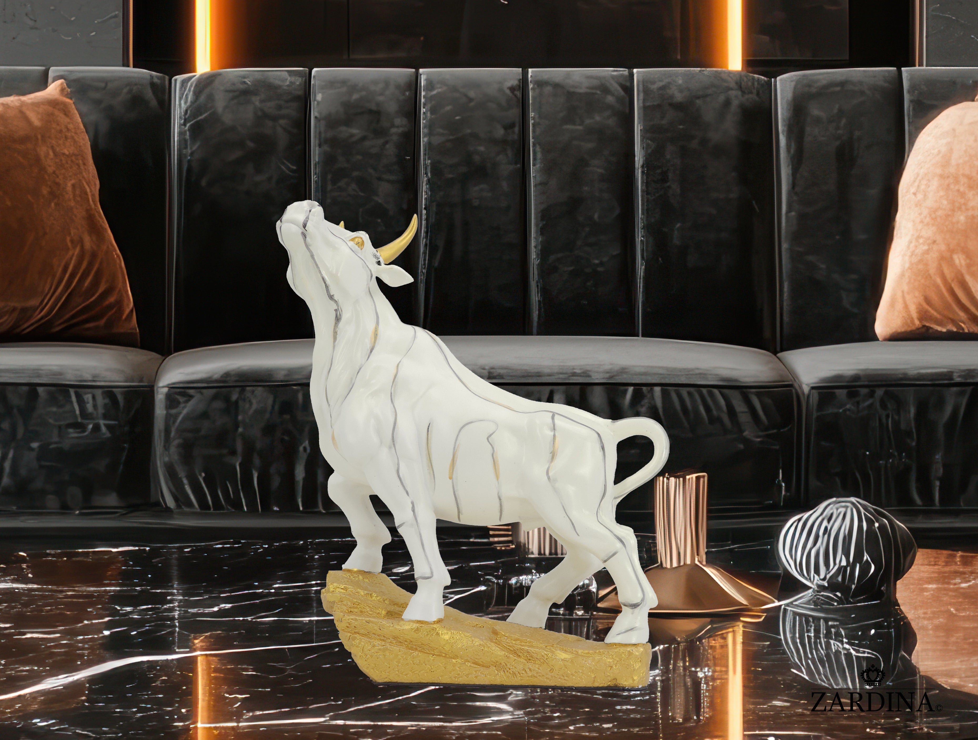 White Bull of Fortune Art Sculpture Ornament statue Interior Décor