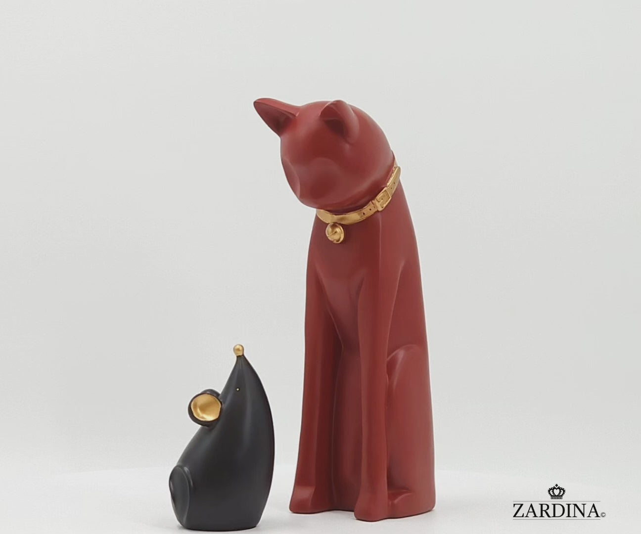 When The Red Cat Meet The Black Mouse Ornament Sculpture Home Décor Statue